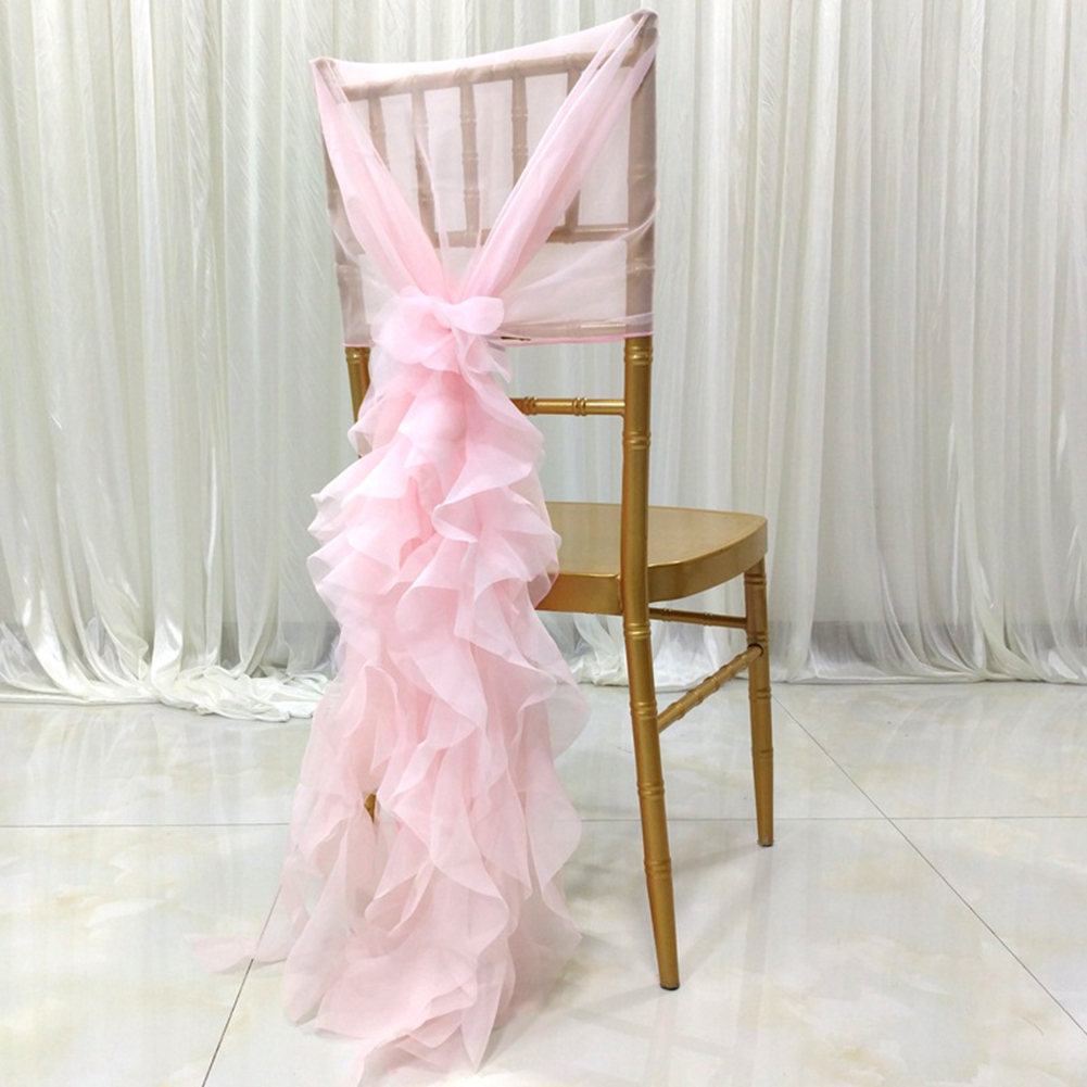 Romantic Chair Cover Bow Band Ties Ruffled Sashes Wedding Party